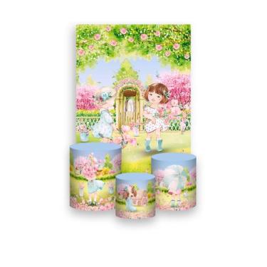 Imagem de Painel De Festa Vertical 1,50 x 2,20 + Trio De Capas Cilindro - Jardim
