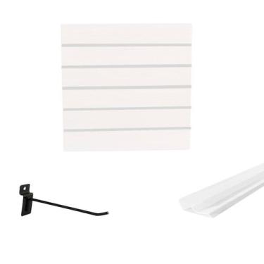 Imagem de Painel Canaletado Branco em Mdf 0,61 x 0,61m com Perfil Pvc Branco e 2