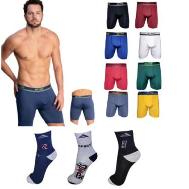 Imagem de 5 Cuecas Ciclista Boxer Academia Corrida+6 Pares Meia Longa - D'Luxe, 