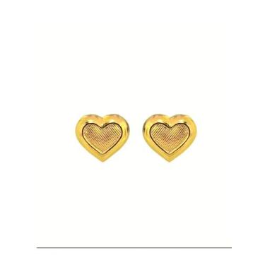 Imagem de Brinco Solitário Coração Amor Folheado Ouro Antialérgico - MIXFOLHEADO