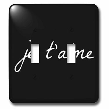 Imagem de 3dRose lsp_201926_2 polegadas je Taime I Love You in French White Lettering on a Black Background Interruptor duplo, multicolorido