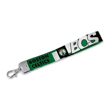Imagem de Rico Industries Cordão de pulso NBA Basketball Boston Celtics, linda alça de pulso porta-chaves para mulheres, homens, chaves de carro, crachás de identificação, cartão, carteira, telefone, câmera