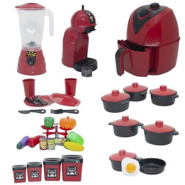 Imagem de Kit Cozinha Infantil Chef Brinquedo Balança Vermelho 33pç - Altimar 