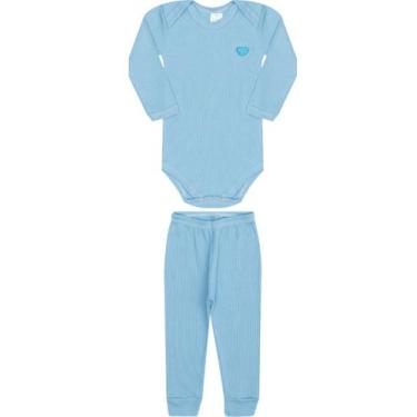 Imagem de Conjunto de Body Canelado Infantil - Orango Kids, G, Azul