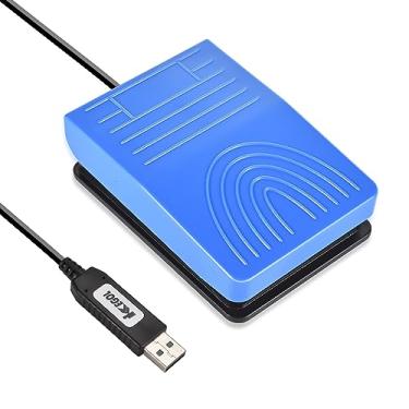 Imagem de [Atualizado] Pedal iKKEGOL USB Pedal Switch Video Game PC Hands Free Footswitch One Key Programa de Controle Mouse Teclado HID com Cabo 2M Azul