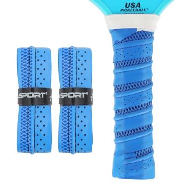 Imagem de AMA SPORT Pacote com 2 fitas de aderência Pickleball para raquetes de pickleball, aderência antiderrapante, fácil instalação e desempenho de longa duração (azul)