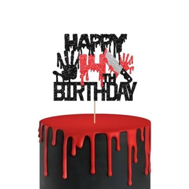 Imagem de Killer Happy 14th Birthday Cake Topper, Zombie Bloody Friday Birthday Cake Decor, Black Glitter Have A Killer Birthday Cake Topper for kids, Halloween Horror Themed Birthday Party Decorations