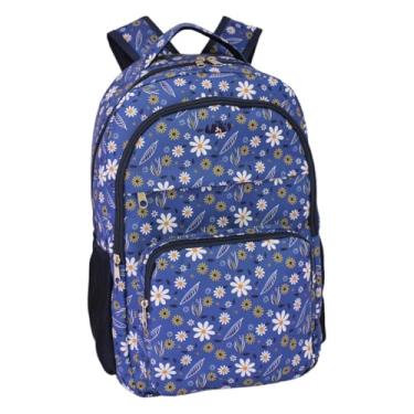 Imagem de Mochila para Notebook 15.6" a 17", Floral Azul, Estampa de Margaridas, Bolsos com Zíper MN4272