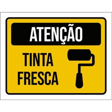 Imagem de Kit 5 Placas Atenção Tinta Fresca 36X46