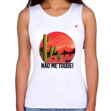 Imagem de Regata Feminina Não me toque! - Foca na Moda, Branco, M