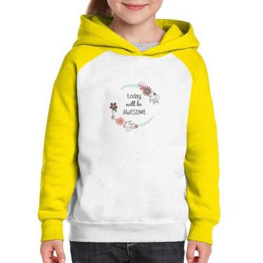 Imagem de Moletom Infantil Today will be Awesome - Foca na Moda, Branco, Amarelo