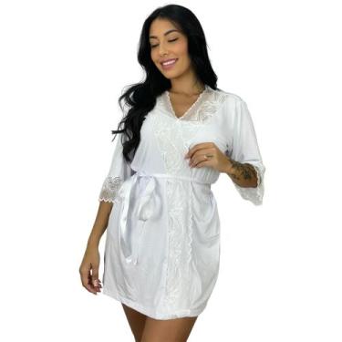 Imagem de Robe Roupão Luxo Kimono Feminino Mary  040 - La Belle Celly, Branco, G