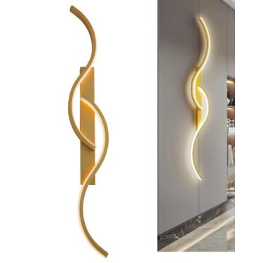 Imagem de Luminária Arandela De Parede Led Ondas Luxo Minimalista Candeeiro Dour