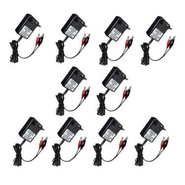 Imagem de Kit 10 Carregadores 12V Jacaré - Nobreak, Alarme, Multiuso - STARPOWER