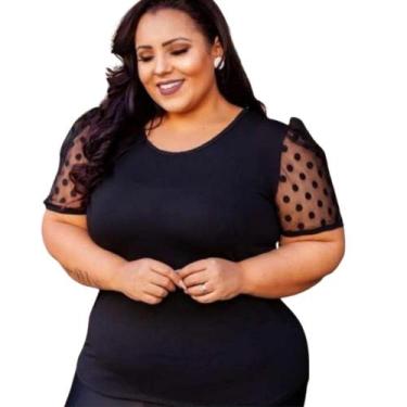 Imagem de Blusa Feminina Manga Manga Princesa Curta de Poa - clurk, Branco