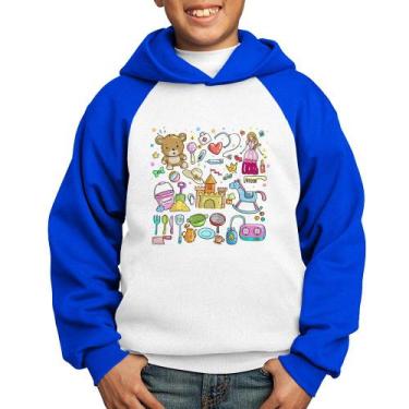 Imagem de Moletom Infantil Brinquedos - Foca na Moda, Branco, Azul, 6