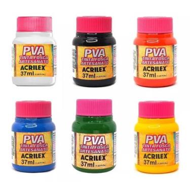 Imagem de Kit C/ 6 Tintas Pva Fosca P/ Artesanato 37ml Acrilex