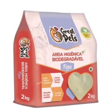 Imagem de Areia Para Gatos Biodegradavel Mandioca Milho Fina Grossa 2kg - GREAT 