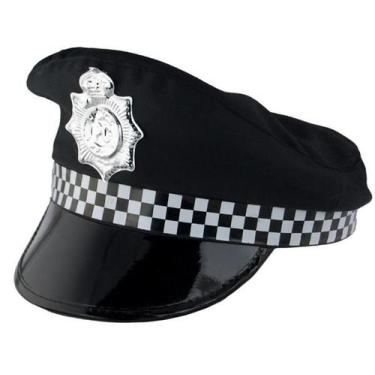 Imagem de Fantasia Acessório Quepe Chapéu Policial Preto Festas - CM Presentes e