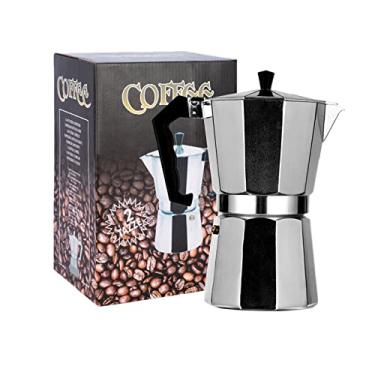 Imagem de VINGVO Cafeteira italiana, panela de moka de liga de alumínio com coador de metal para cozinha (2 xícaras de 100 ml)
