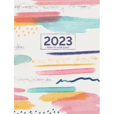 Imagem de 2023 A4 Week to View Diary | Abstract Watercolour Hardback: Large UK Weekly & Monthly Planner (UK Holidays, Vision Board, Moon Phases) Personal Planners & Organisers, Appointment Diaries and Books