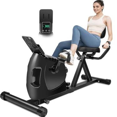 Imagem de Bicicleta Ergométrica Horizontal Wulnar, Bike Ergométrica, Bicicleta Ergométrica Magnética, Preta, 8 Níveis de Resistência Magnética, Display Digital LED