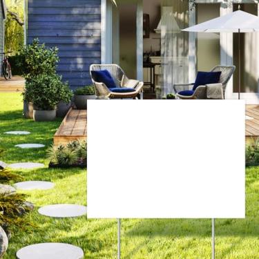 Imagem de Placas de jardim personalizadas Adicione seu logotipo ou arte de arte para uso externo, placa personalizada para negócios, imóveis, boas-vindas ao lar, venda de quintal - PureWihte