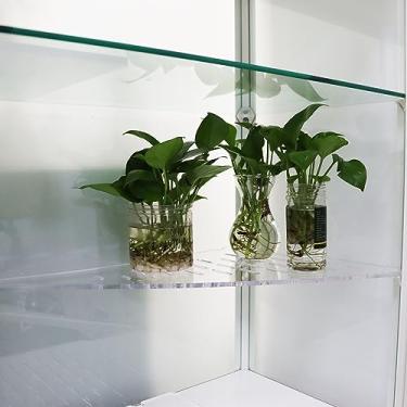 Imagem de PIAOLGYI Prateleira de substituição para armário de estufa interno curto IKEA Milsbo, prateleiras de canto de acrílico triangulares, acessórios extras compatíveis com armário de vidro curto IKEA