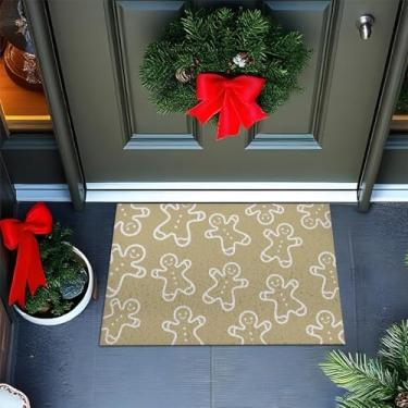 Imagem de Tapete de Entrada Divertido com Estampa de Biscoitos de Gengibre, Bege