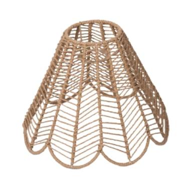 Imagem de ＡＷＨＡＯ Luminária pendente sombra lustre capa de luz tecido estilo retrô boho imitação rattan abajur para quarto hotel