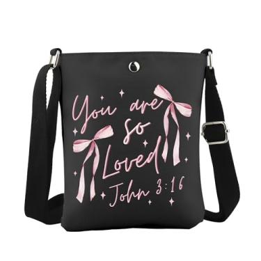 Imagem de WCGXKO Bolsa tiracolo inspirada em versículo bíblico You are so Loved John 3:16 Presente de Jesus com citação cristã, Loved John Cro