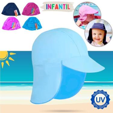 Imagem de Boné Bebê Proteção Solar UV 50+ UVA UVB Praia Piscina Menina e Menino 