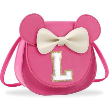 Imagem de Presentes de aniversário para meninas de 2, 3, 4, 5, 6, 7, 8, 9 e 10 anos de idade, bolsa infantil infantil para meninas pequenas com laço de orelha de rato personalizado, Branco pequeno rosado,