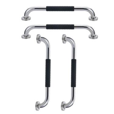 Imagem de Barra de Apoio Inox 60cm Kit 4 unidades Suporte Antiderrapante Banheiro Box Idoso Gestante Criança Acessibilidade Segurança Proteçao