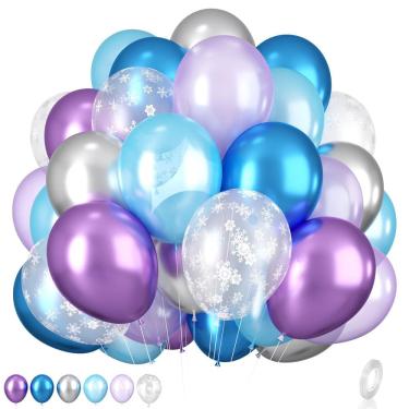 Imagem de Conjunto de balões BIAPAN Frozen, 30 unidades, roxo, azul, prata, floco de neve