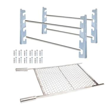 Imagem de Suporte Churrasqueira Com Barras 75cm Mais Grelha Inox 70x60 - INOX LA