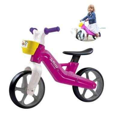Imagem de Bicicleta Rosa Infantil Sem Pedal Banco Ajustável e Cestinha - MARAL