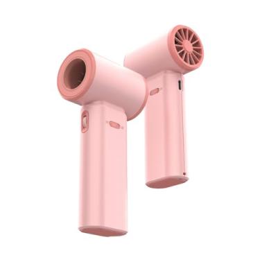Imagem de Ventilador portátil com turbina, motor de alta velocidade, bateria de 3600mAh, tela LED inteligente, ajuste de velocidade contínuo, recarregável via USB (rosa)