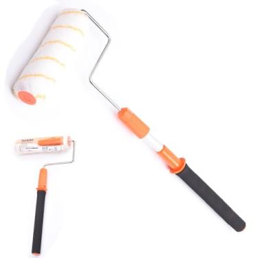 Imagem de Edward Tools Pólo de extensão de rolo de pintura telescópica com rolo de 22 cm - Poste de alumínio ajustável para paredes e tetos altos - Estende de 45,7 cm a 91,4 cm - Kit de rolo de pintura longo