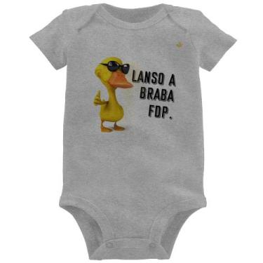 Imagem de Body Bebê Lanso a braba fdp - Foca na Moda, Cinza, G