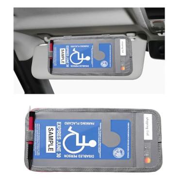 Imagem de DXNQ Suporte de cartaz de deficiência para carro, protetor de sinal de permissão de estacionamento para deficientes em PVC ultra transparente com alça elástica, suporte de cartaz para deficientes para