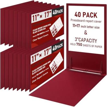 Imagem de Resurhang 40 peças, capa de relatório de prancheta de 28 x 43 cm, pasta de apresentação de 7,6 cm de capacidade com fixador de papel de metal para encadernar relatórios, propostas e outros documentos