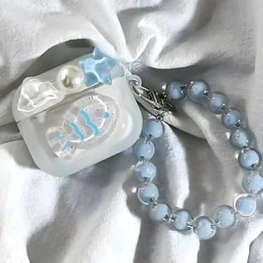 Imagem de ICEELEC Capa protetora para AirPods Pro, Fresh Cute 3D Fish AirPods Pro com chaveiro para meninas e mulheres, capa de fone de ouvido à prova de choque para Airpods Pro 1ª geração – Azul gelo