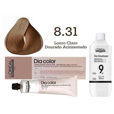 Imagem de Tonalizante Dia Color 8.31 Louro Claro Dourado Acinzentado + Emulsão R