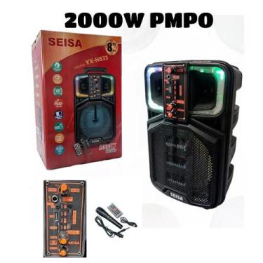 Imagem de Caixa De Som Portátil Bluetooth Karaokê Potente Rgb 2000w Microfone co