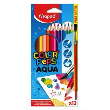 Imagem de Lapis de cor color peps aquarelavel c/ pincel 12 cores - Maped