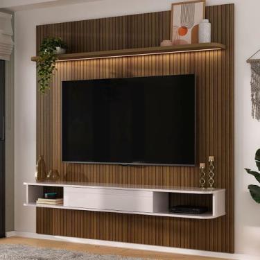 Imagem de Painel para TV Até 75 Polegadas Ripado Pinho/Off White - Pnr Móveis, M