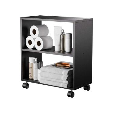 Imagem de Gabinete Organizador para Banheiro com Rodinhas 50cm Preto