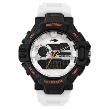 Imagem de Relógio MORMAII masculino anadigi branco preto MO1134B/8B