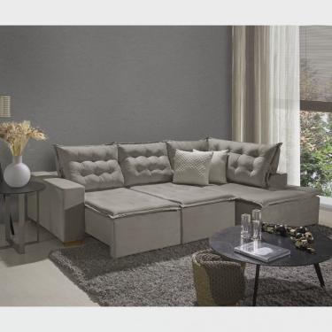 Imagem de Sofá de Canto Montana 4 Lugares Retrátil Reclinável 2,70x1,98M Molas Bonnel em Veludo Yescasa